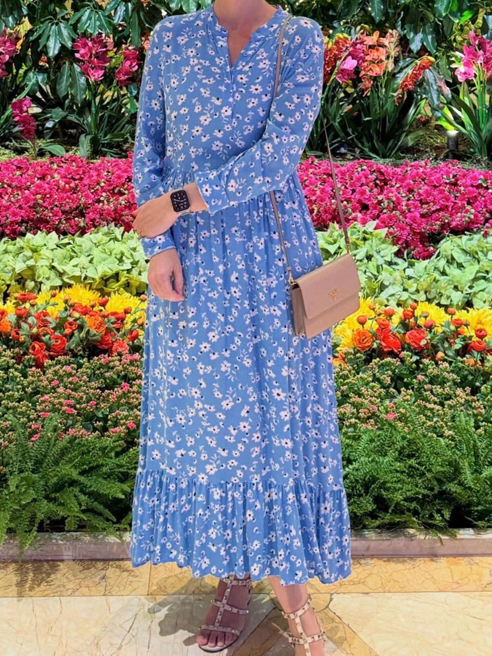 Mare Mare X Anthropologie Lynda Maxi Floral Blue White Dress, small - Picture 3 of 7